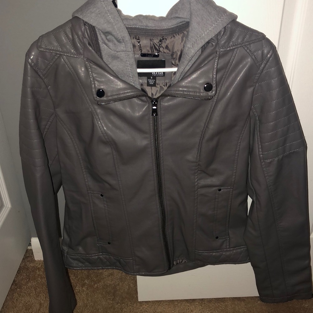 Gray faux leather jacket